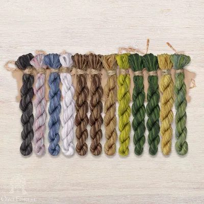 Set of OwlForest Hand-Dyed Threads for the “Ural Owl” Chart (DMC)