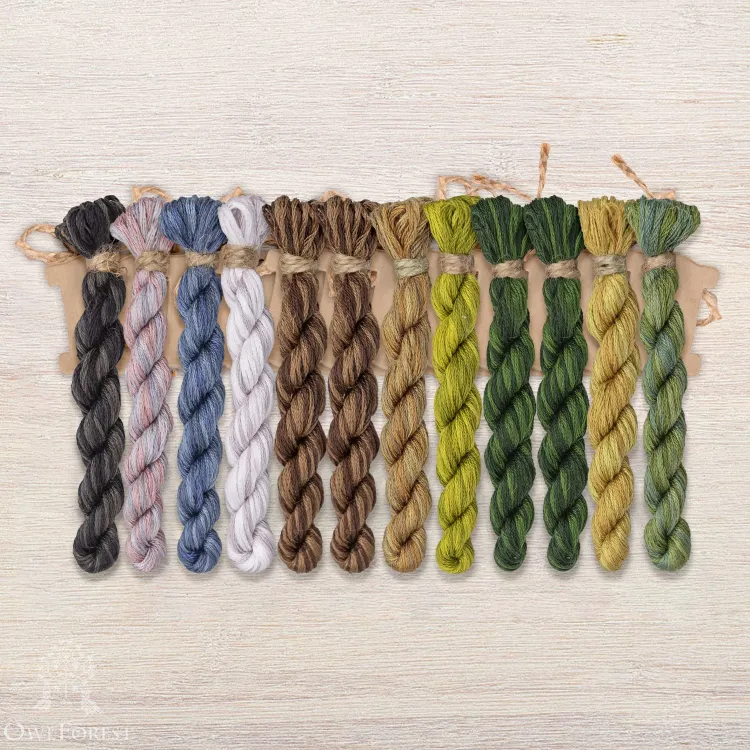 Set of OwlForest Hand-Dyed Threads for the “Ural Owl” Chart (DMC)