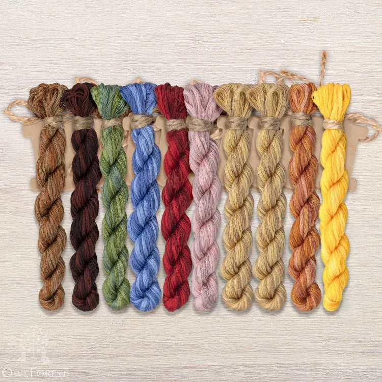 Set of OwlForest Hand-Dyed Threads for the “Owl Bite” Chart (DMC)