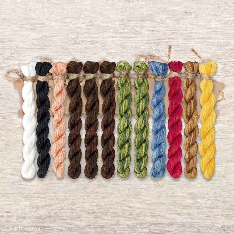 Set of OwlForest Hand-Dyed Threads for the “Brown Bears Quaker Ball” (Thread Trade n.a. Kirov)
