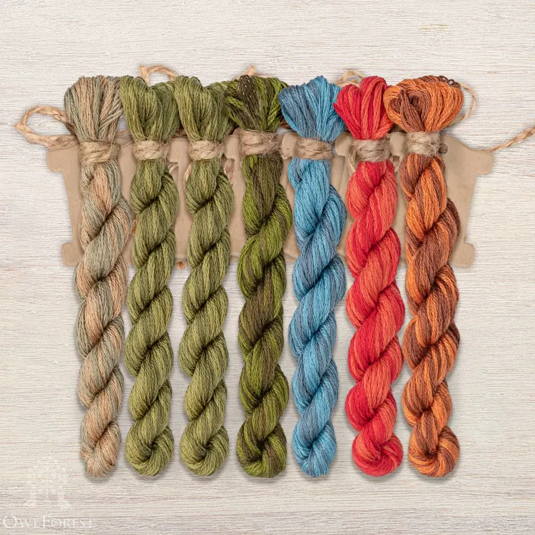 Set of OwlForest Hand-Dyed Threads for the “Snail Garden” Chart (DMC)