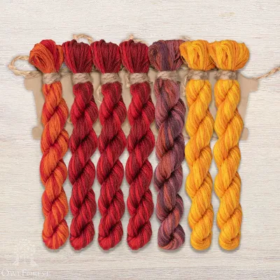Set of OwlForest Hand-Dyed Threads for the “Flaming October” Chart (DMC)