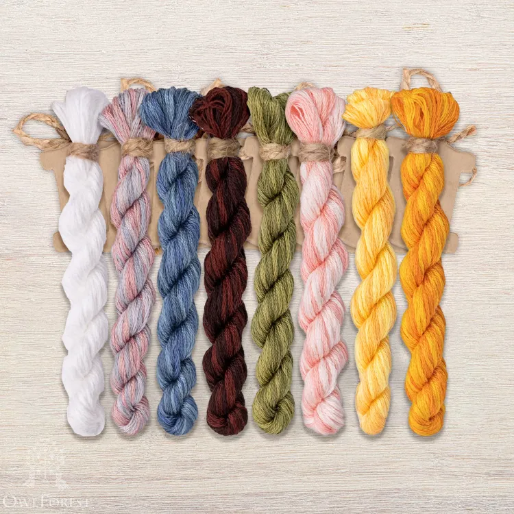 Set of OwlForest Hand-Dyed Threads for the “Summer Triptych. Honey” Chart (DMC)