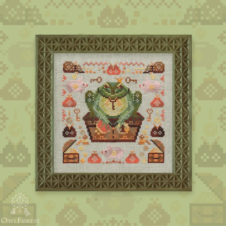Printed embroidery chart “Thrifty Toad”