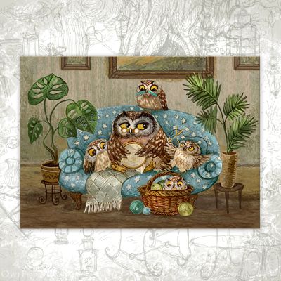 “Quiet Family Evening” Postcard