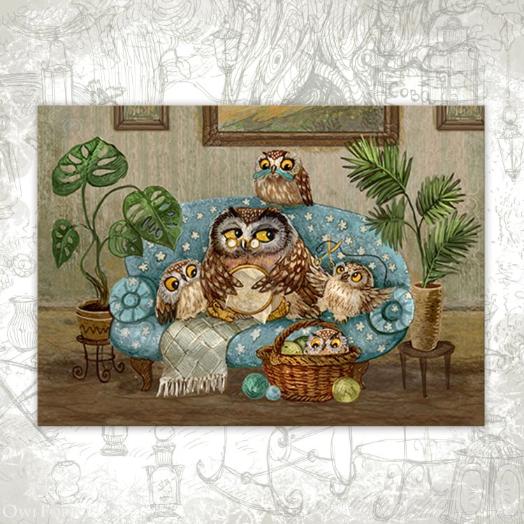 “Quiet Family Evening” Postcard