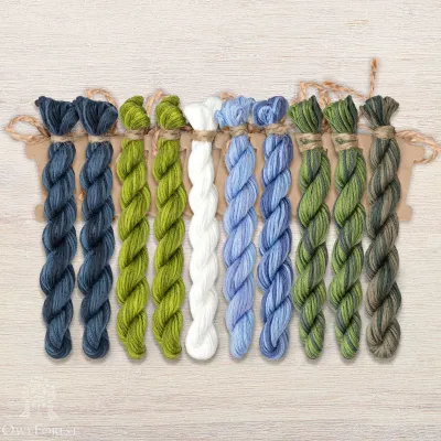 Set of OwlForest Hand-Dyed Threads for the “Blueberry House” Chart (Thread Trade n.a. Kirov)
