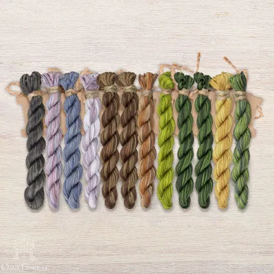 Set of OwlForest Hand-Dyed Threads for the “Ural Owl” Chart (Thread Trade n.a. Kirov)