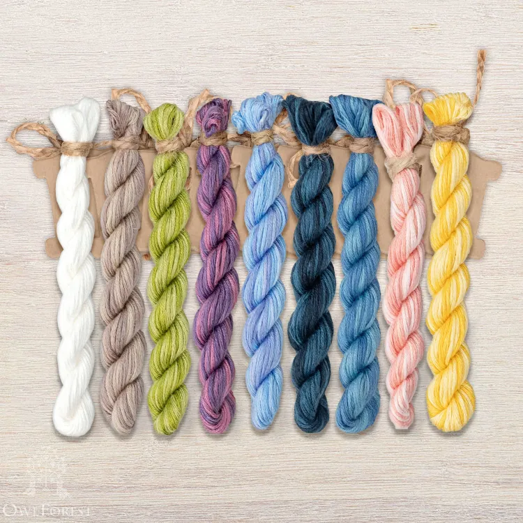 Set of OwlForest Hand-Dyed Threads for the “Swallows” Chart (Thread Trade n.a. Kirov)