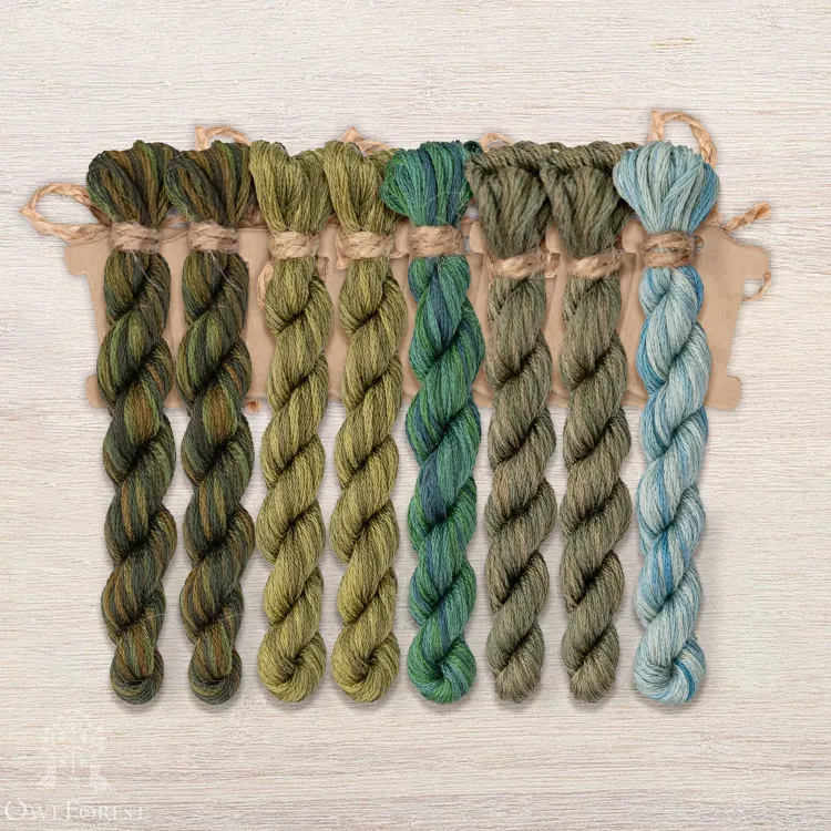 Set of OwlForest Hand-Dyed Threads for the “Turtle Quaker” Chart (DMC)