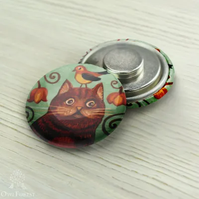 Magnet Needle Minder “Ornithologist Cat”