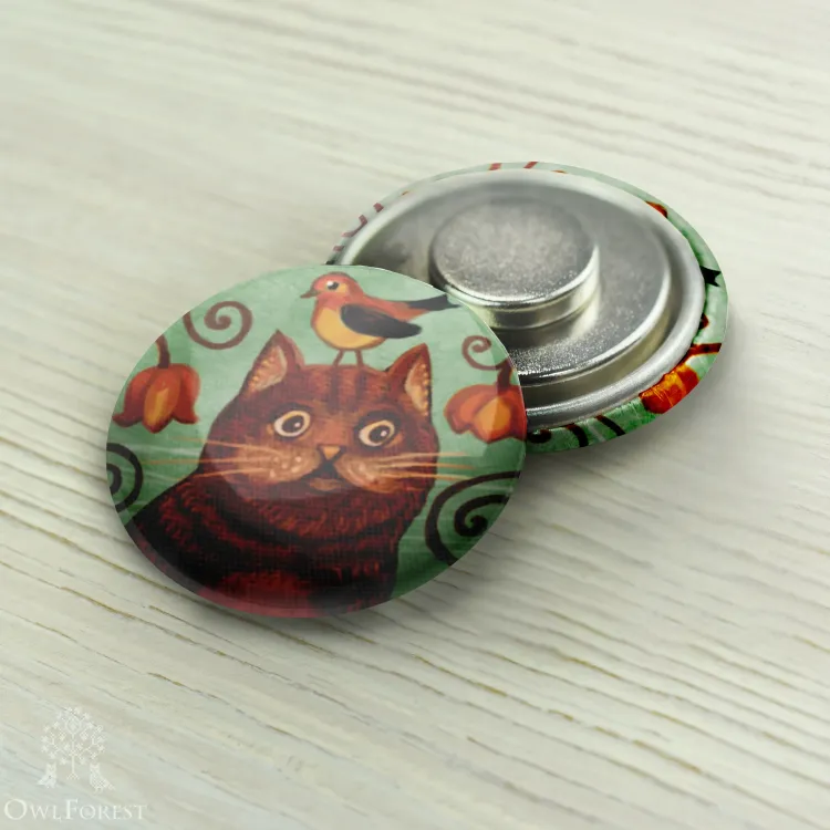 Magnet Needle Minder “Ornithologist Cat”