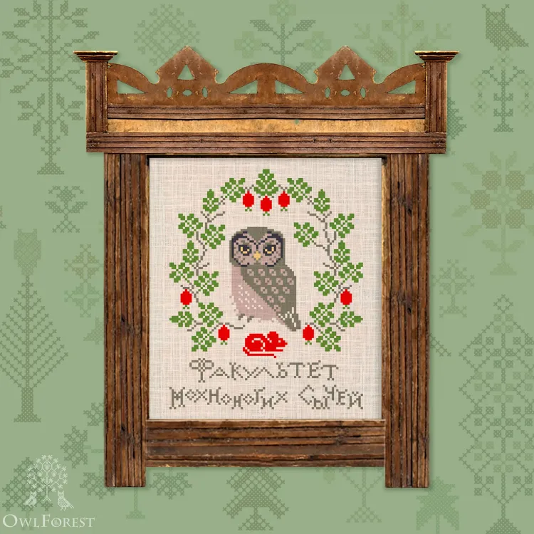 Free embroidery digital chart “Owl Academy. Boreal Owl”