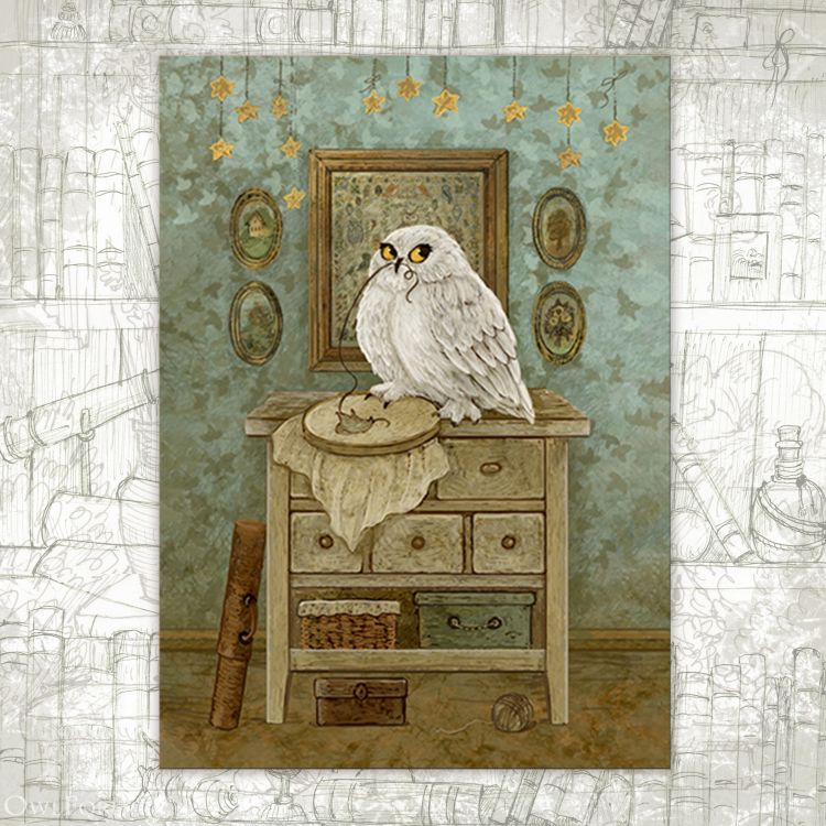 “Winged Embroideress” Postcard