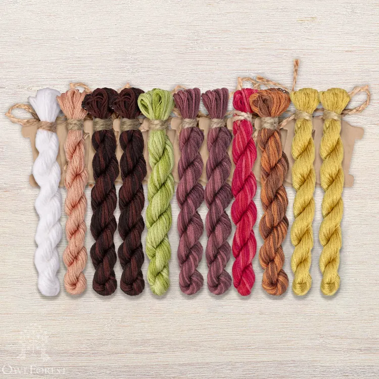 Set of OwlForest Hand-Dyed Threads for the “Funny Elephants” Chart (DMC)