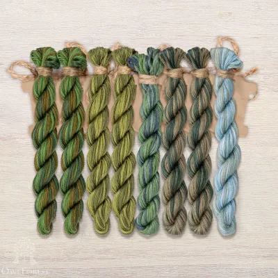 Set of OwlForest Hand-Dyed Threads for the “Turtle Quaker” Chart (Thread Trade n.a. Kirov)