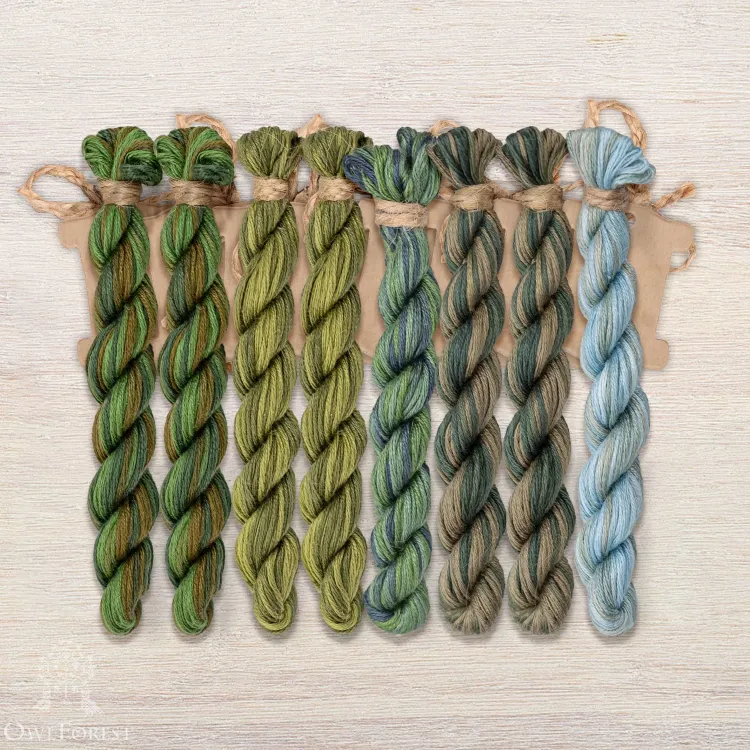 Set of OwlForest Hand-Dyed Threads for the “Turtle Quaker” Chart (Thread Trade n.a. Kirov)