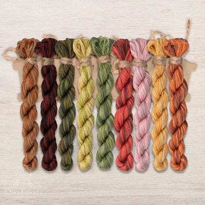 Set of OwlForest Hand-Dyed Threads for the “Thrifty Toad” Chart (DMC)