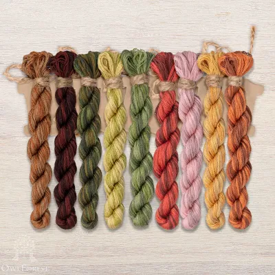 Set of OwlForest Hand-Dyed Threads for the “Thrifty Toad” Chart (DMC)