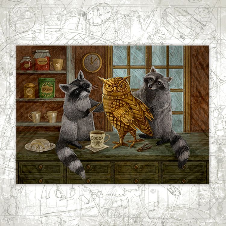 “Fixing the Roboowl” Postcard