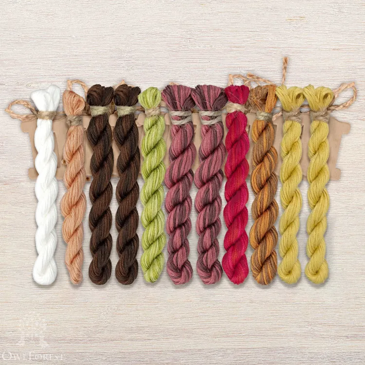 Set of OwlForest Hand-Dyed Threads for the “Funny Elephants” Chart (Thread Trade n.a. Kirov)