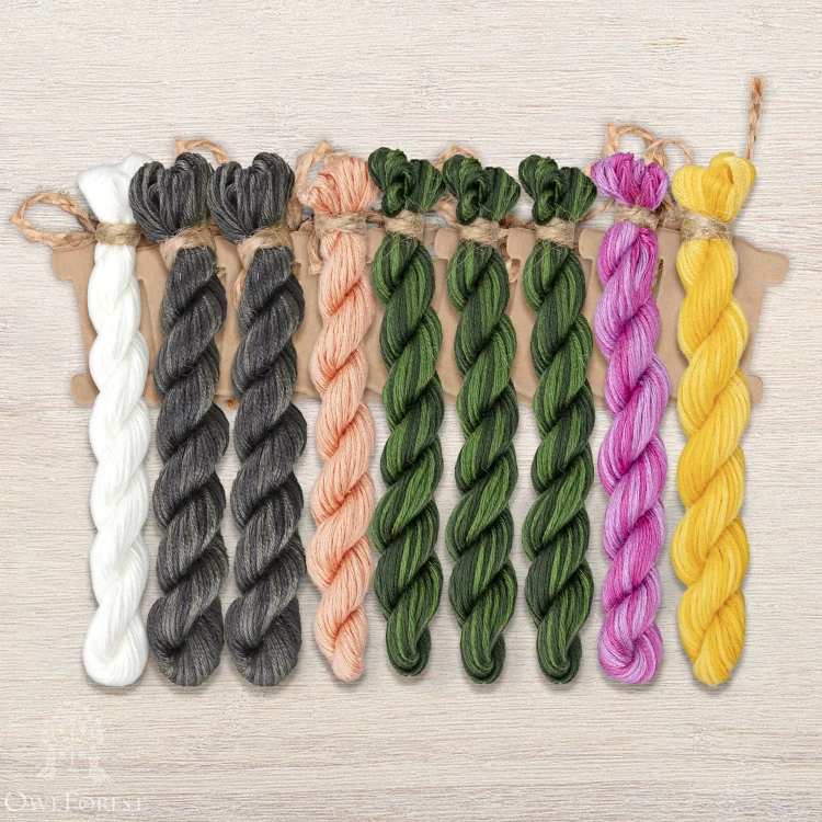 Set of OwlForest Hand-Dyed Threads for the “Pandas Qaker Ball” (Thread Trade n.a. Kirov)