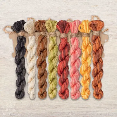 Set of OwlForest Hand-Dyed Threads for the “Autumn Cats” Chart (DMC)