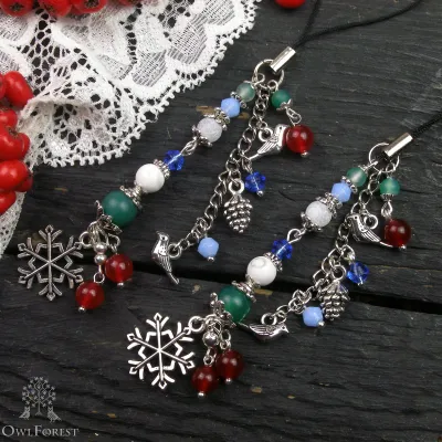 Scissor Fob “Bullfinches” Silver Metal Color Fittings