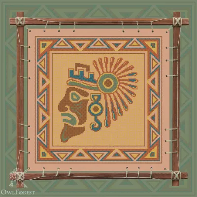 Digital embroidery chart “Mesoamerican Motifs. American Indian” 5 colors