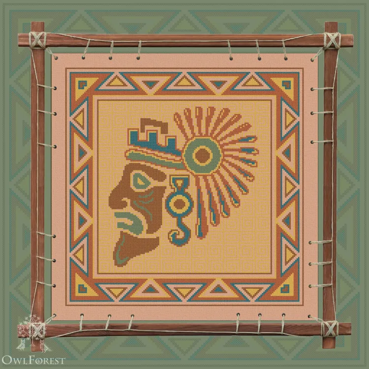 Digital embroidery chart “Mesoamerican Motifs. American Indian” 5 colors