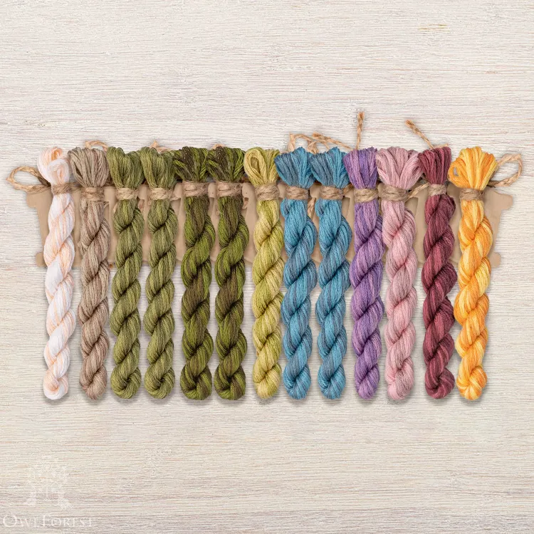Set of OwlForest Hand-Dyed Threads for the “Sparkling Spring” Chart (DMC)