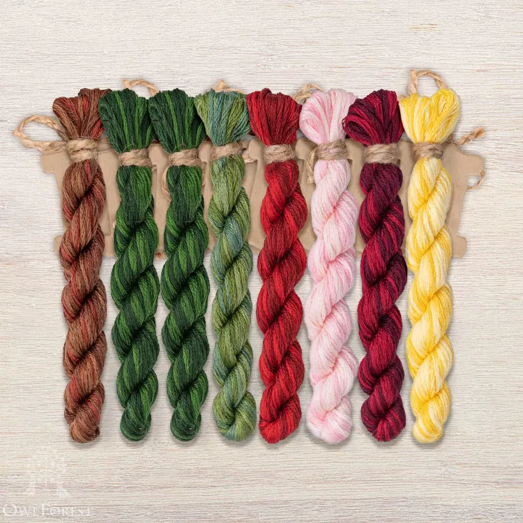 Set of OwlForest Hand-Dyed Threads for the “Cherry Summer” Chart (DMC)