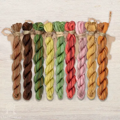 Set of OwlForest Hand-Dyed Threads for the “Thrifty Toad” Chart (Thread Trade n.a. Kirov)