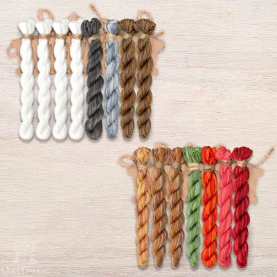 Set of OwlForest Hand-Dyed Threads for the “Pies” Chart (Thread Trade n.a. Kirov)