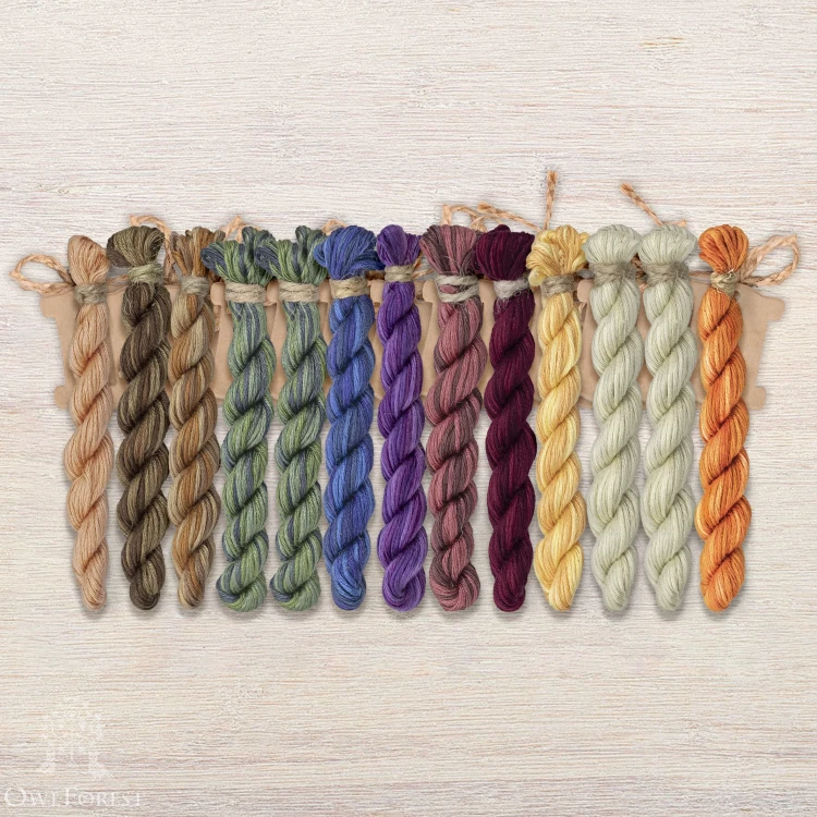 Set of OwlForest Hand-Dyed Threads for the «Djinn of the Lamp» (Thread Trade n.a. Kirov)