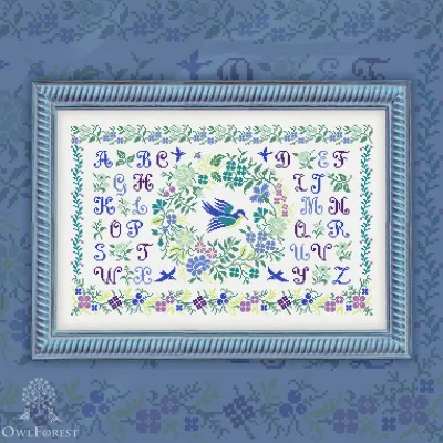 Digital embroidery chart “Spring Alphabet” Latin Letters
