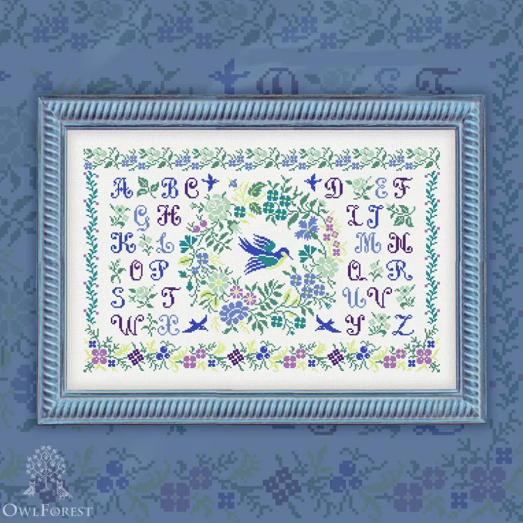 Digital embroidery chart “Spring Alphabet” Latin Letters