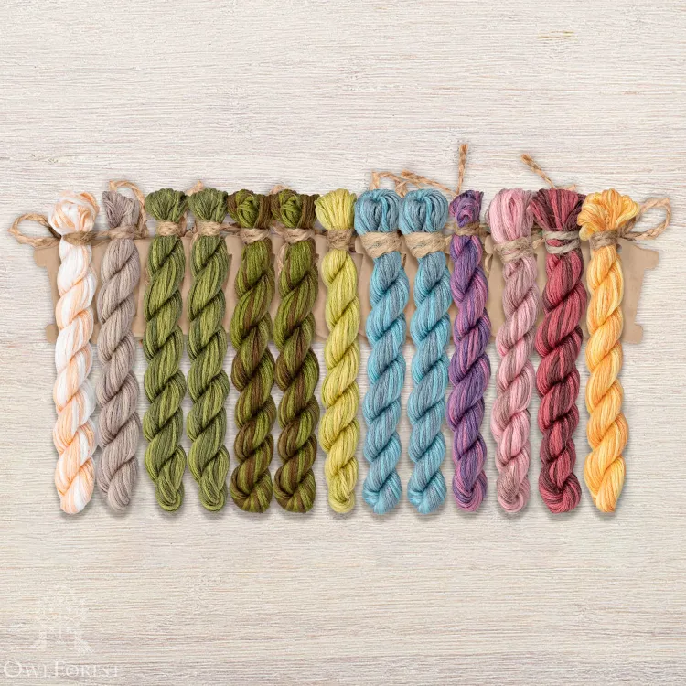Set of OwlForest Hand-Dyed Threads for the “Sparkling Spring” Chart  (Thread Trade n.a. Kirov)
