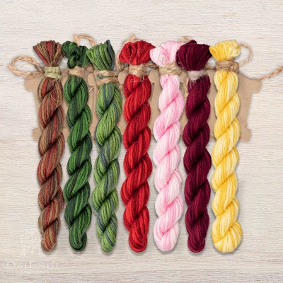 Set of OwlForest Hand-Dyed Threads for the “Cherry Summer” Chart (Thread Trade n.a. Kirov)