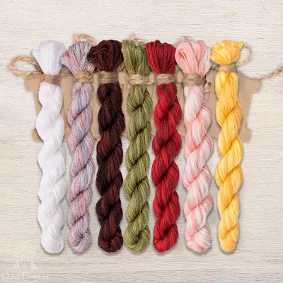 Set of OwlForest Hand-Dyed Threads for the “Summer Triptych. Jam” Chart (DMC)