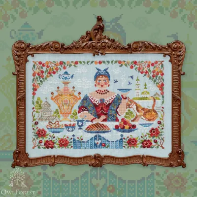 Embroidery kit “At the Samovar” or “Russian Teatime”