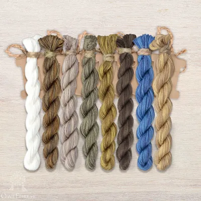 Set of OwlForest Hand-Dyed Threads for the “Owl with a Pearl Earring” Chart (Thread Trade n.a. Kirov)