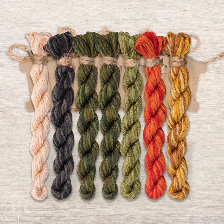 Set of OwlForest Hand-Dyed Threads for the “Lukomorye” Chart (DMC)