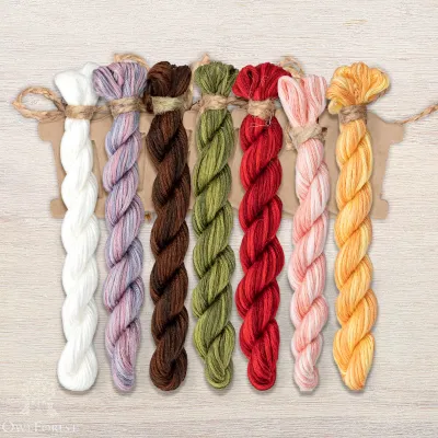 Set of OwlForest Hand-Dyed Threads for the “Summer Triptych. Jam” Chart (Thread Trade n.a. Kirov)