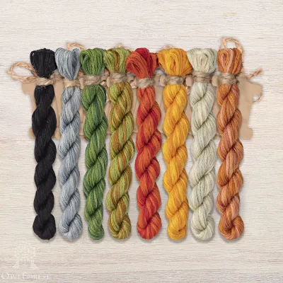 Set of OwlForest Hand-Dyed Threads for the “Pumpkin Cat” Chart (DMC)