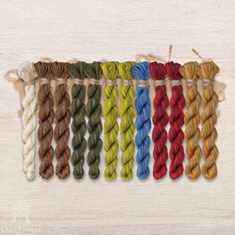 Set of OwlForest Hand-Dyed Threads for the “Toad Summer” Chart (DMC)
