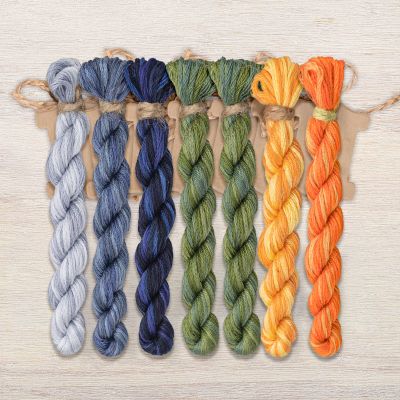 Set of OwlForest Hand-Dyed Threads for the “Pumpkin Bow” Chart (DMC)
