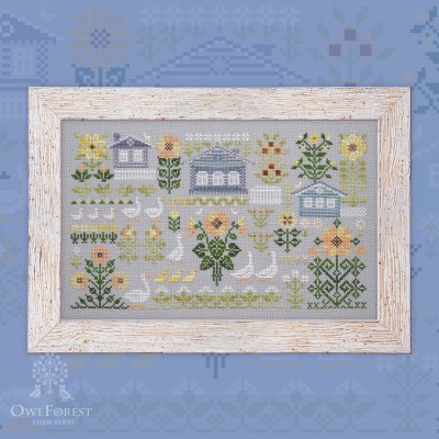 Digital embroidery chart “Geese and Sunflowers”
