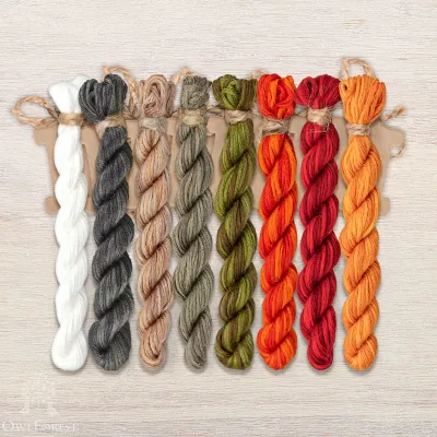 Set of OwlForest Hand-Dyed Threads for the “The Gardener Portrait” Chart (Thread Trade n.a. Kirov)