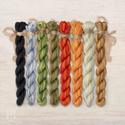 Set of OwlForest Hand-Dyed Threads for the “Pumpkin Cat” Chart (Thread Trade n.a. Kirov)